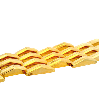 14k Yellow Gold Wide Multi-Row Brick Link Panel Bracelet
