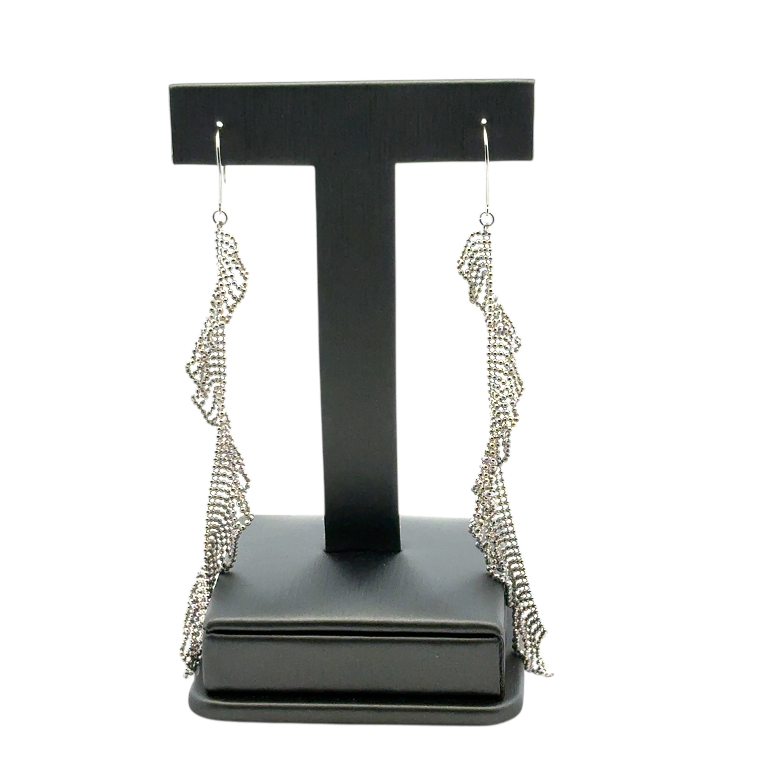 Platinum Long Dangle Chain Earrings