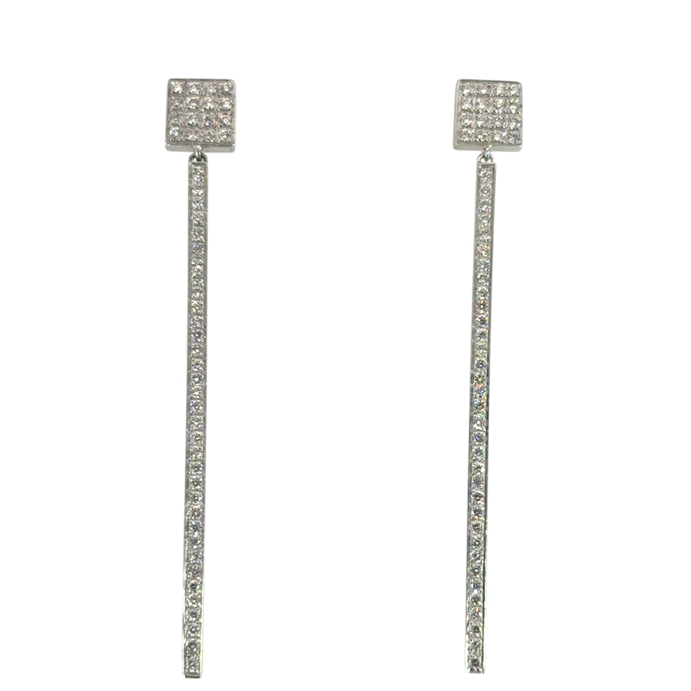 14k White Gold approx. 0.85ctw Natural Round Brilliant Diamond Dangle Earrings