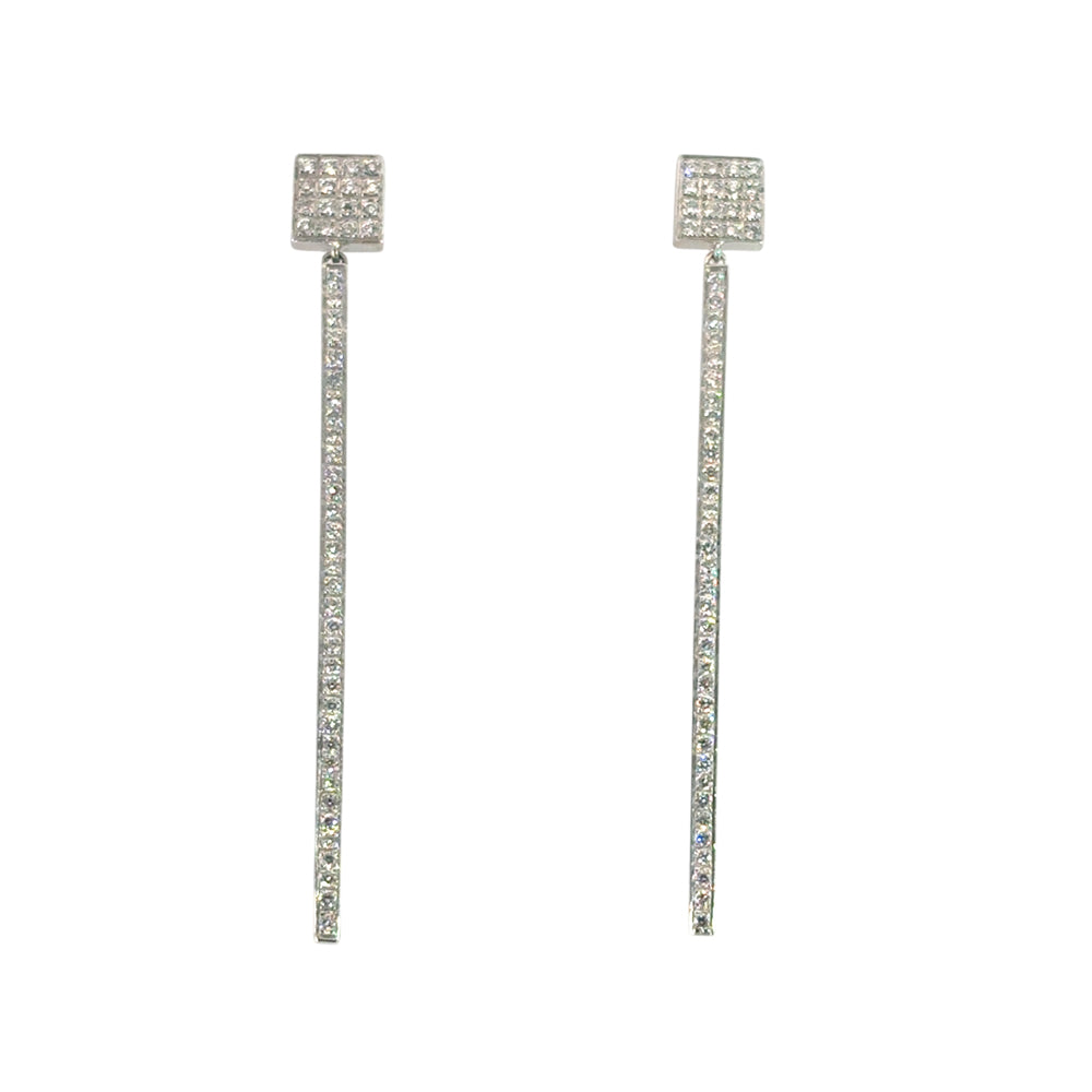 14k White Gold approx. 0.85ctw Natural Round Brilliant Diamond Dangle Earrings