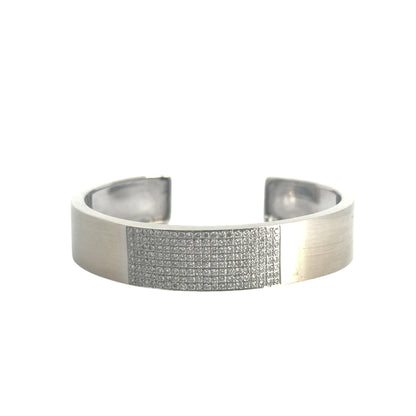 18k White Gold Diamond Cuff Set with 0.80ctw of Natural Diamonds