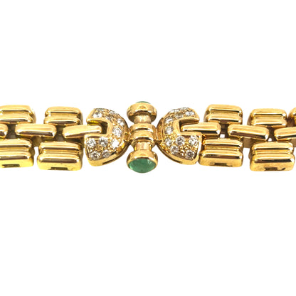 18k Yellow Gold Necklace with Cabochon Ruby Sapphire and Emeralds, Approximately 3ctw of Natural Diamonds