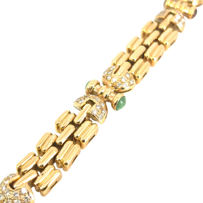 18k Yellow Gold Necklace with Cabochon Ruby Sapphire and Emeralds, Approximately 3ctw of Natural Diamonds