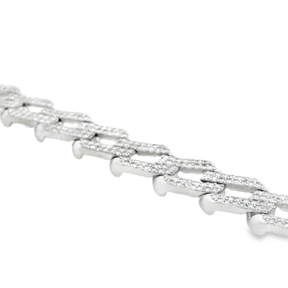 14k White Gold 11.25ctw Link Natural Diamonds Bracelet