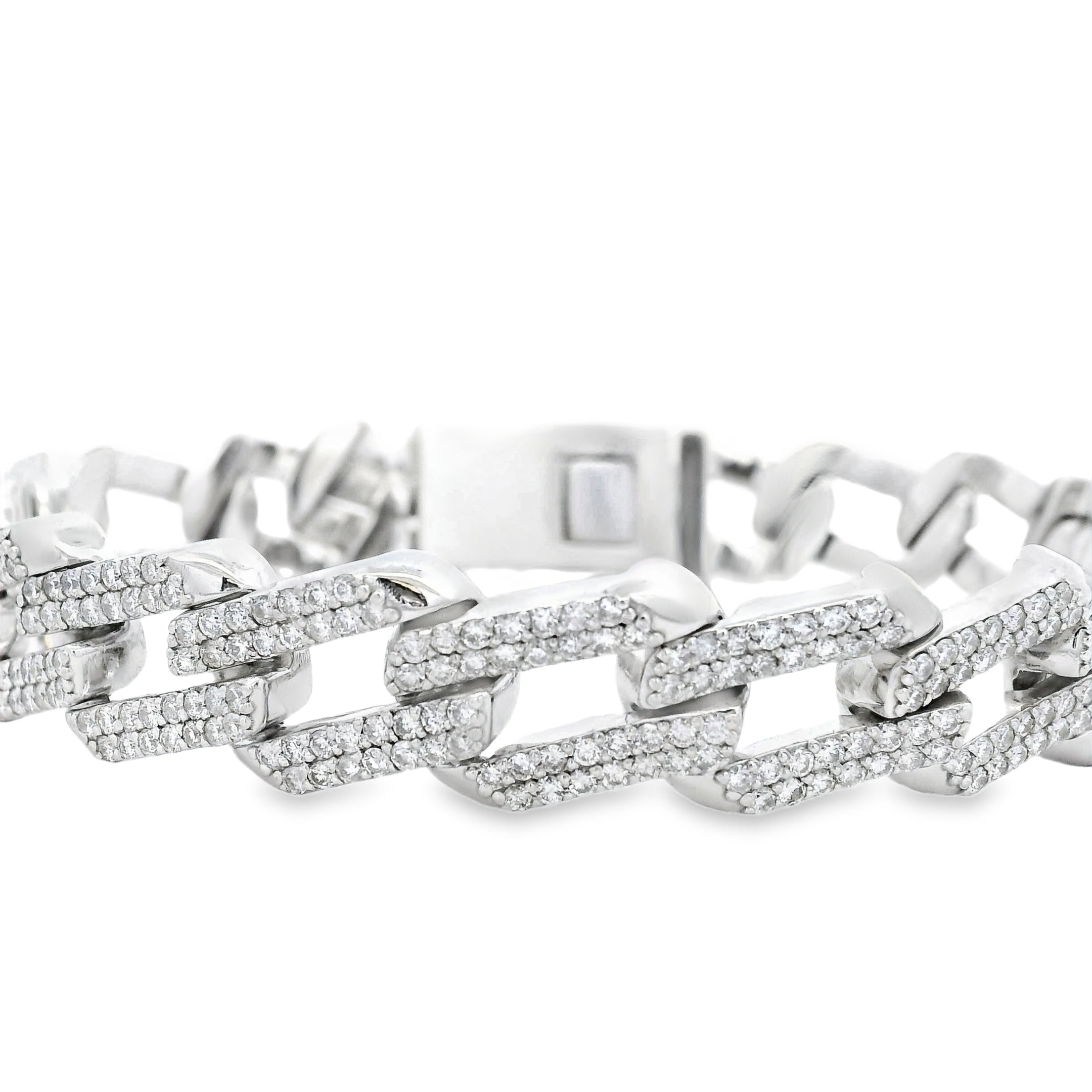 14k White Gold 11.25ctw Link Natural Diamonds Bracelet