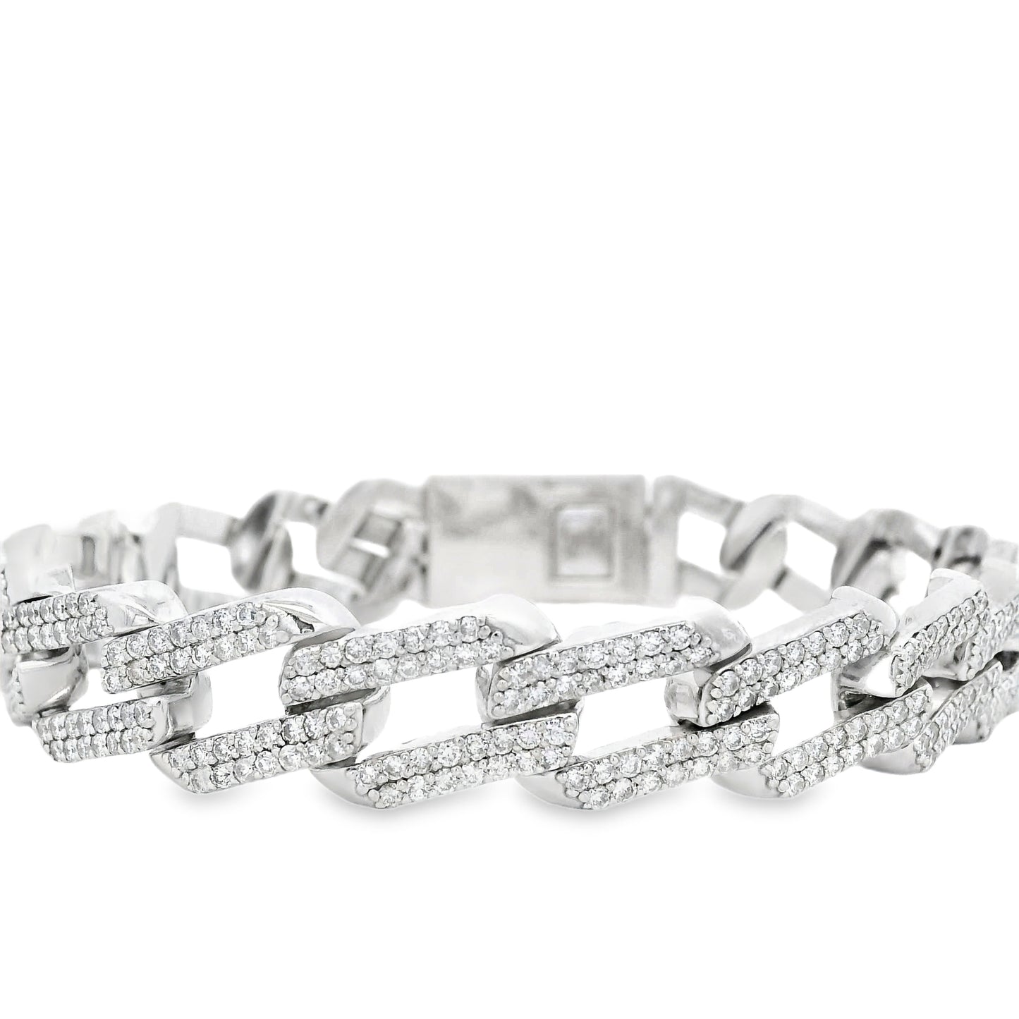 14k White Gold 11.25ctw Link Natural Diamonds Bracelet