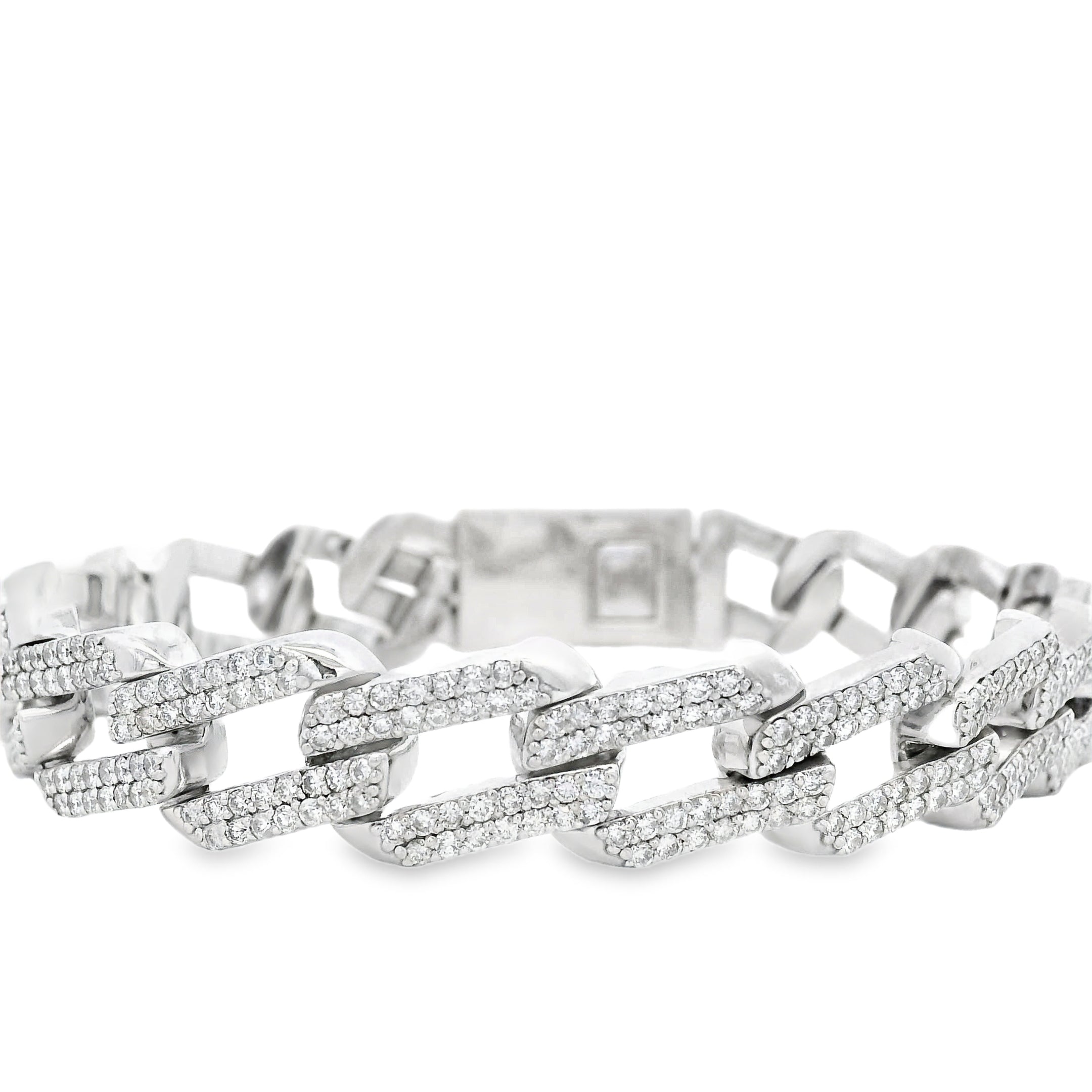 14k White Gold 11.25ctw Link Natural Diamonds Bracelet