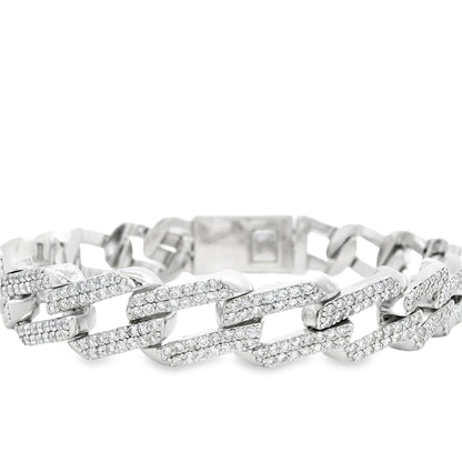 14k White Gold 11.25ctw Link Natural Diamonds Bracelet