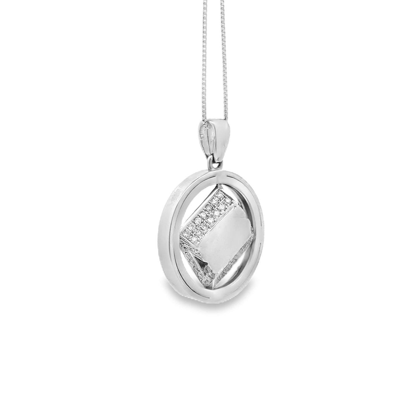 14k White Gold 3.00ctw Princess & Round Diamond Cluster Pendant Necklace