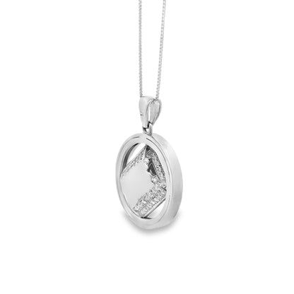 14k White Gold 3.00ctw Princess & Round Diamond Cluster Pendant Necklace