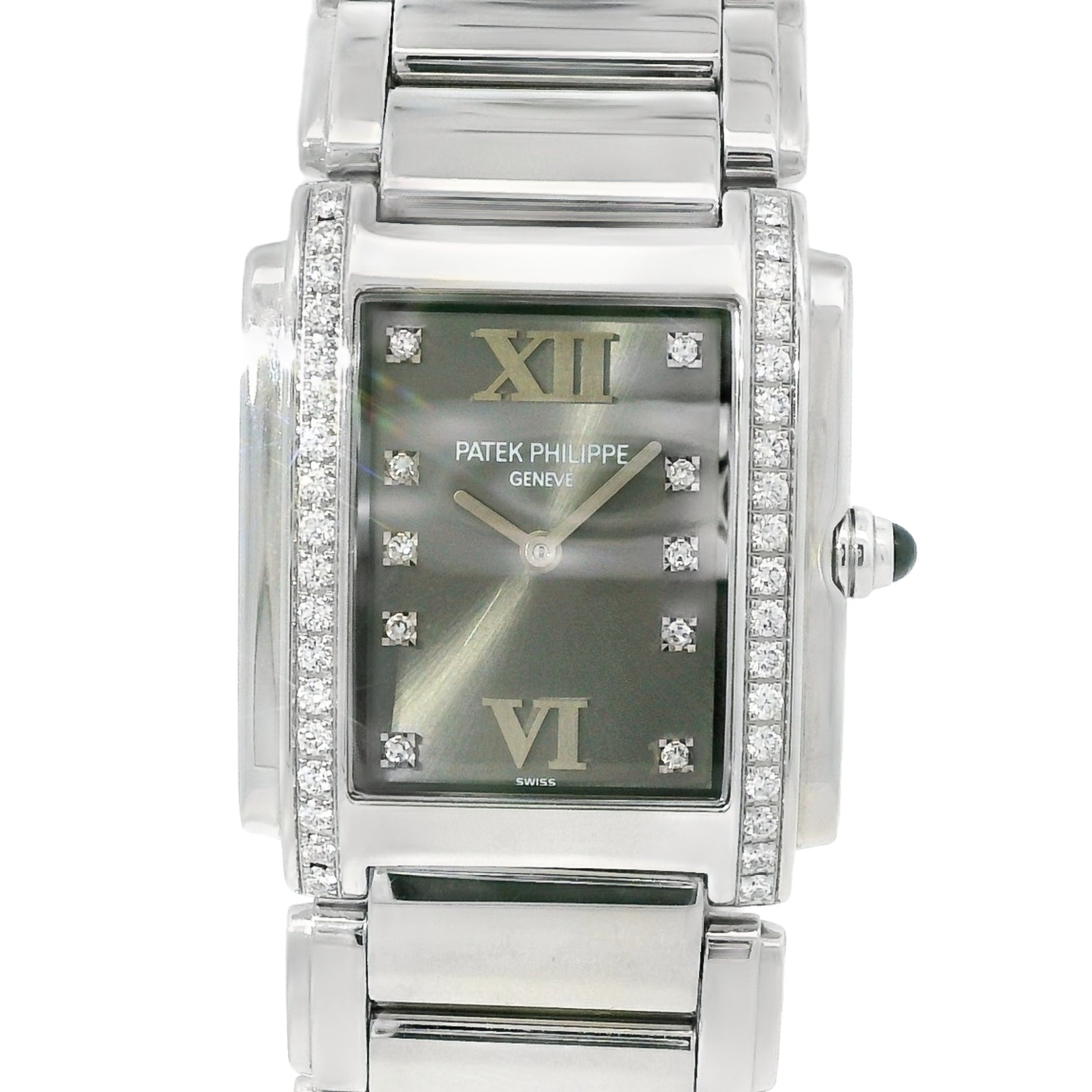 Patek Philippe 4910/10A Twenty-4 Stainless Steel Gray Dial Diamond Ladies Watch