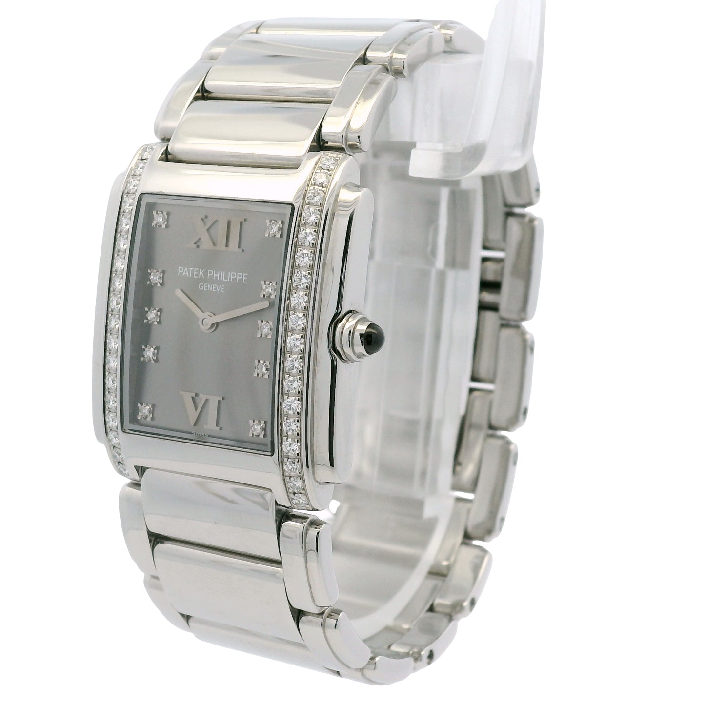 Patek Philippe 4910/10A Twenty-4 Stainless Steel Gray Dial Diamond Ladies Watch