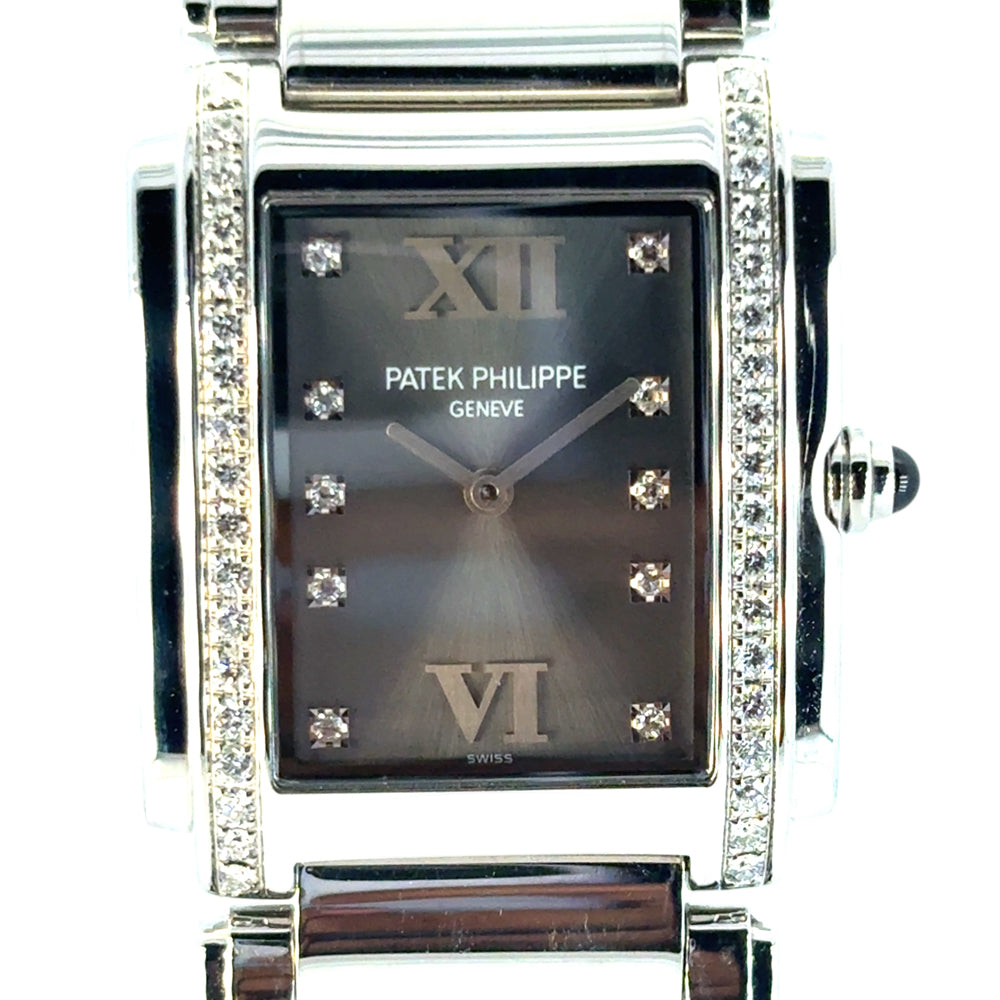 Patek Philippe 4910/10A Twenty-4 Stainless Steel Gray Dial Diamond Ladies Watch