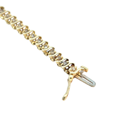 Vintage 14k Yellow Gold Approx. 2.94 Carat Diamond Tennis Bracelet