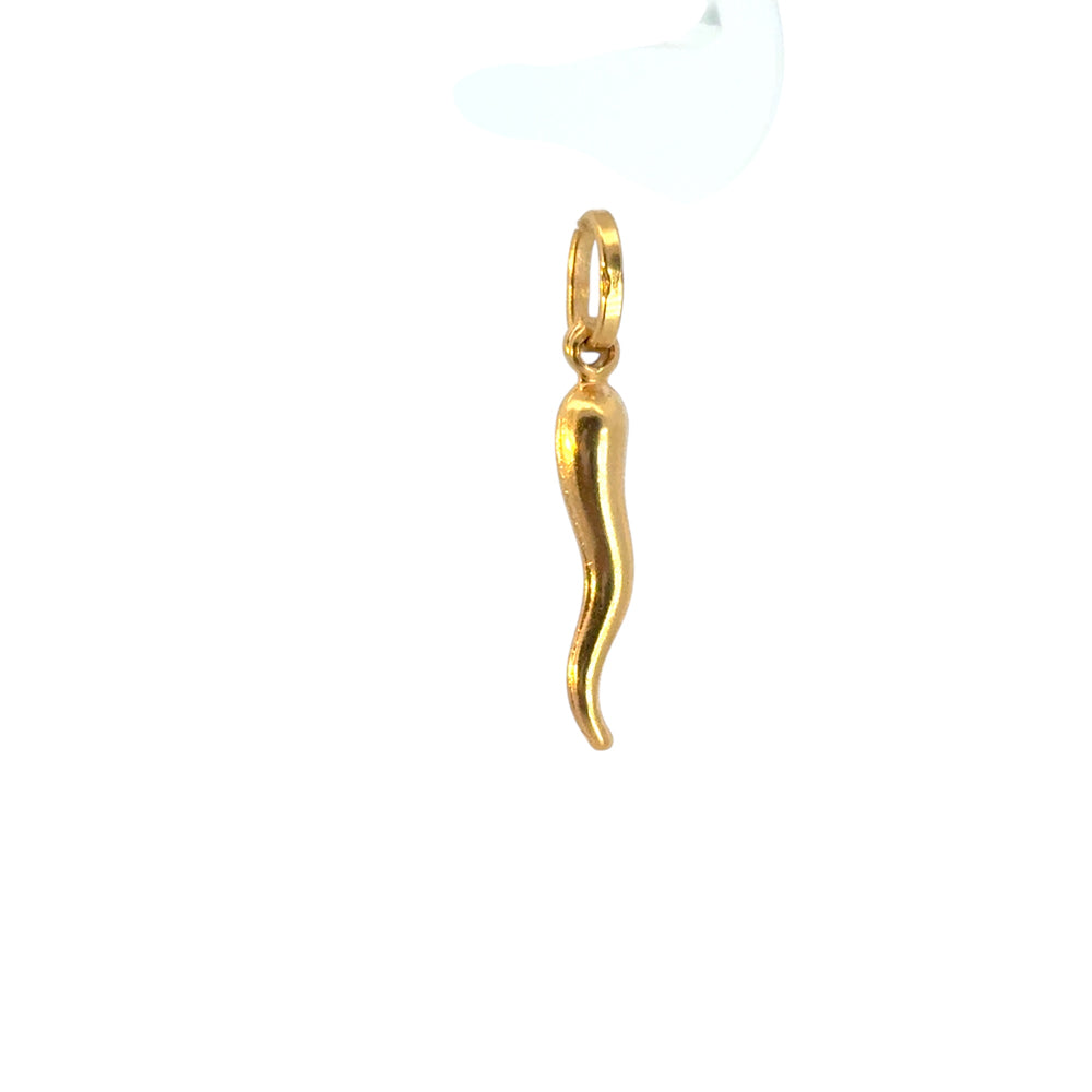 Vintage 14k Yellow Gold Italian Horn Pendant