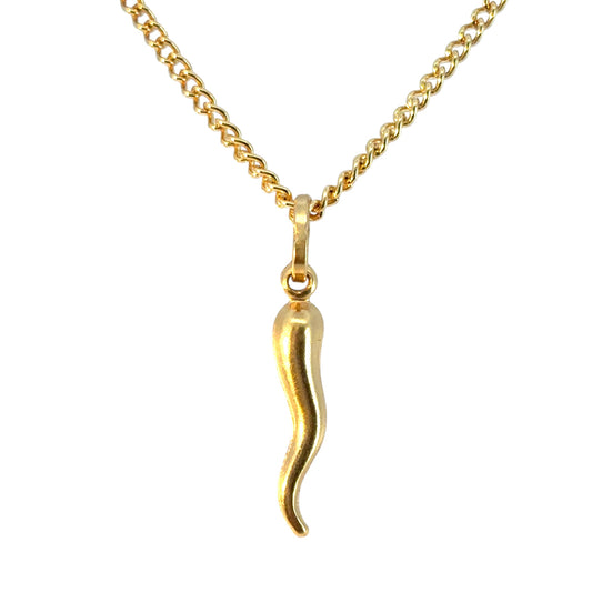 Vintage 14k Yellow Gold Italian Horn Pendant