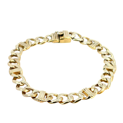 14k Yellow Gold Cuban Link Station Bracelet