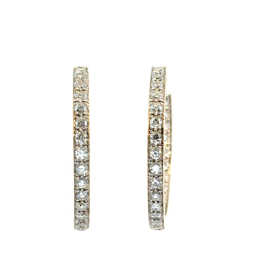 14k Yellow Gold 4.06ctw Diamond Inside Out Hoop Earrings
