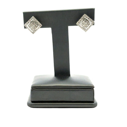 18k White Gold Rhombus approx. 0.82ctw Square Diamond Earrings
