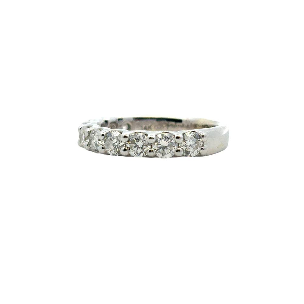 14k White Gold 1.40ctw Round Diamond Halfway Wedding Band Ring