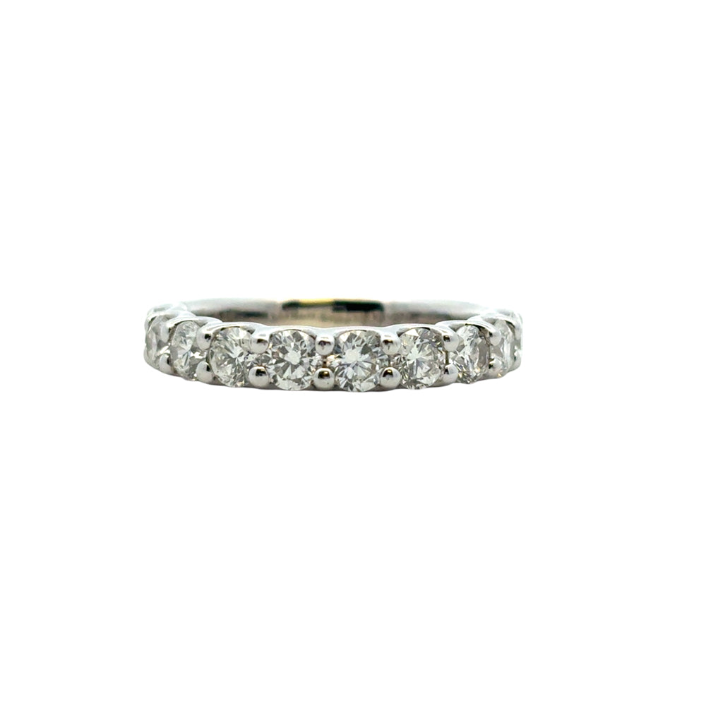 14k White Gold 1.40ctw Round Diamond Halfway Wedding Band Ring