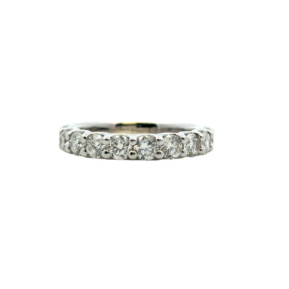 14k White Gold 1.40ctw Round Diamond Halfway Wedding Band Ring