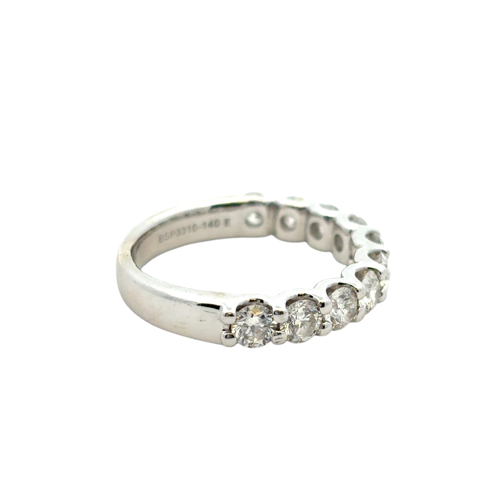 14k White Gold 1.40ctw Round Diamond Halfway Wedding Band Ring