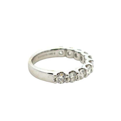 14k White Gold 1.40ctw Round Diamond Halfway Wedding Band Ring
