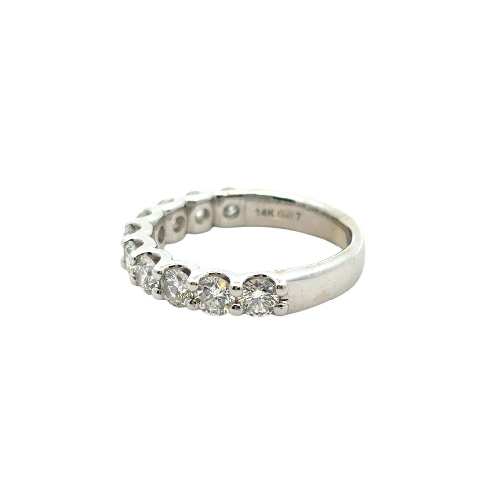14k White Gold 1.40ctw Round Diamond Halfway Wedding Band Ring