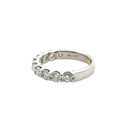 14k White Gold 1.40ctw Round Diamond Halfway Wedding Band Ring