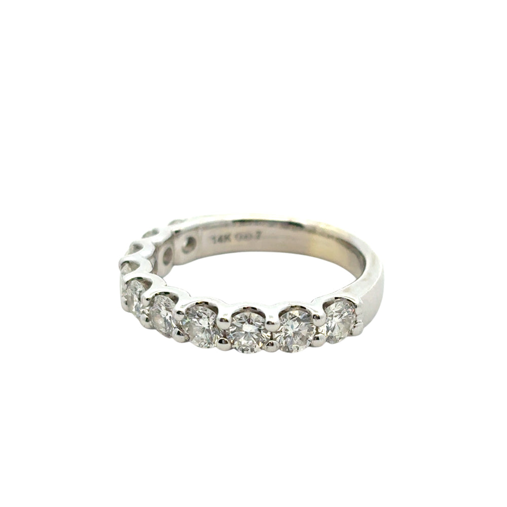 14k White Gold 1.40ctw Round Diamond Halfway Wedding Band Ring