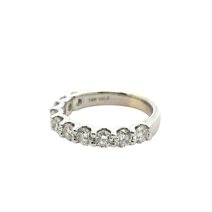 14k White Gold 1.40ctw Round Diamond Halfway Wedding Band Ring