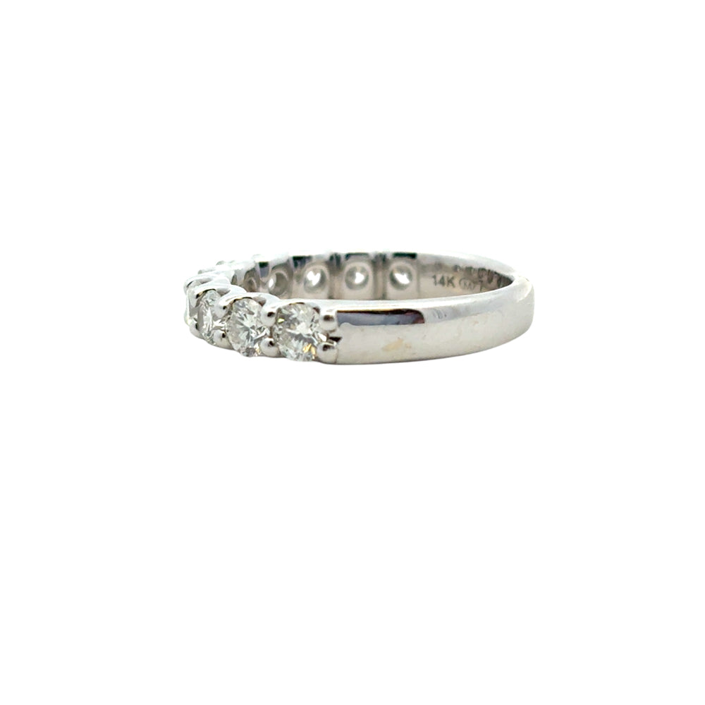 14k White Gold 1.40ctw Round Diamond Halfway Wedding Band Ring