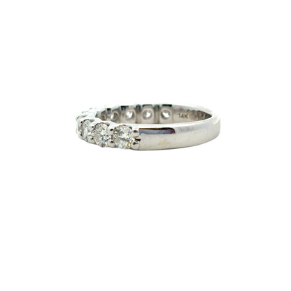 14k White Gold 1.40ctw Round Diamond Halfway Wedding Band Ring