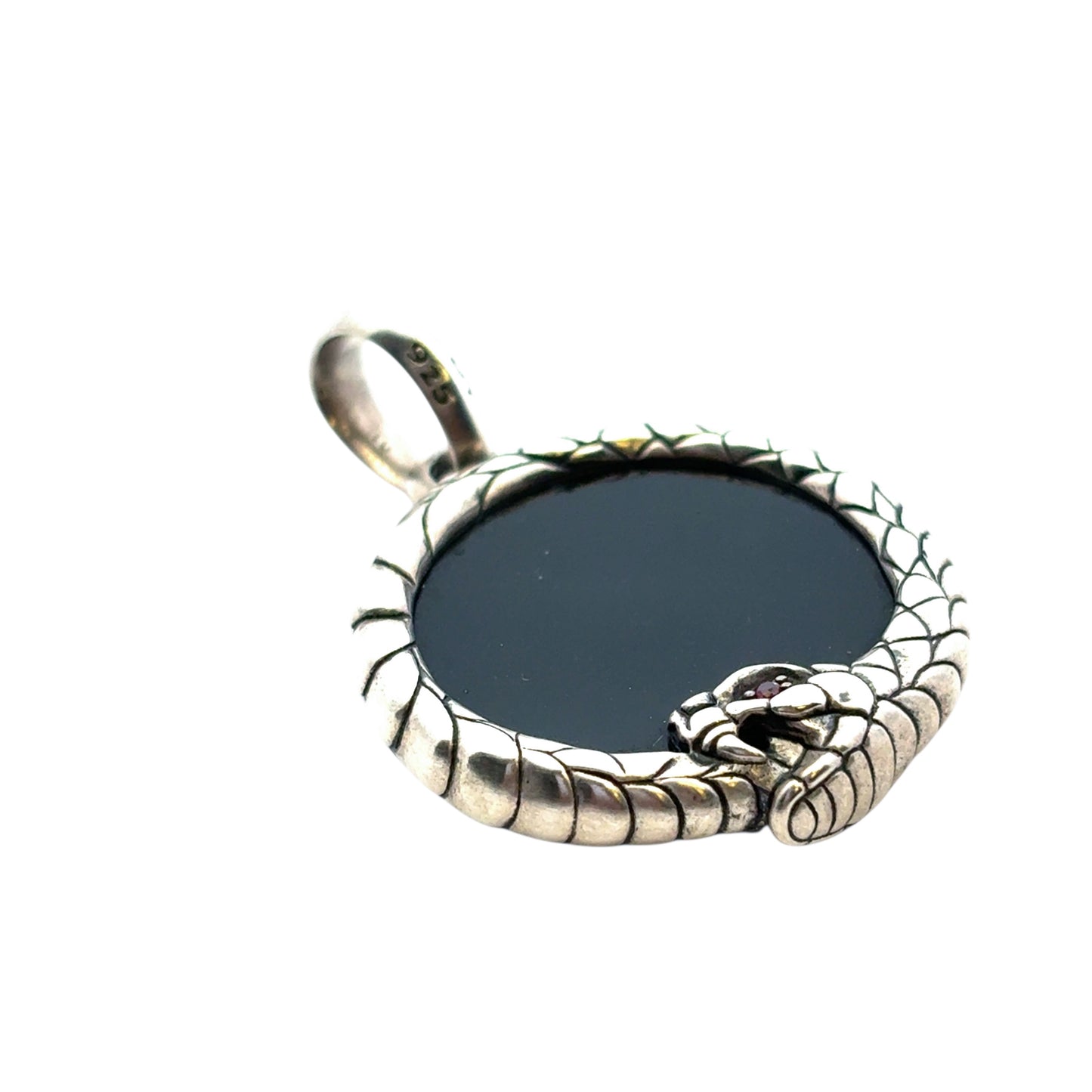 David Yurman Sterling Silver Black Onyx and Ruby Cairo Ouroboros Amulet
