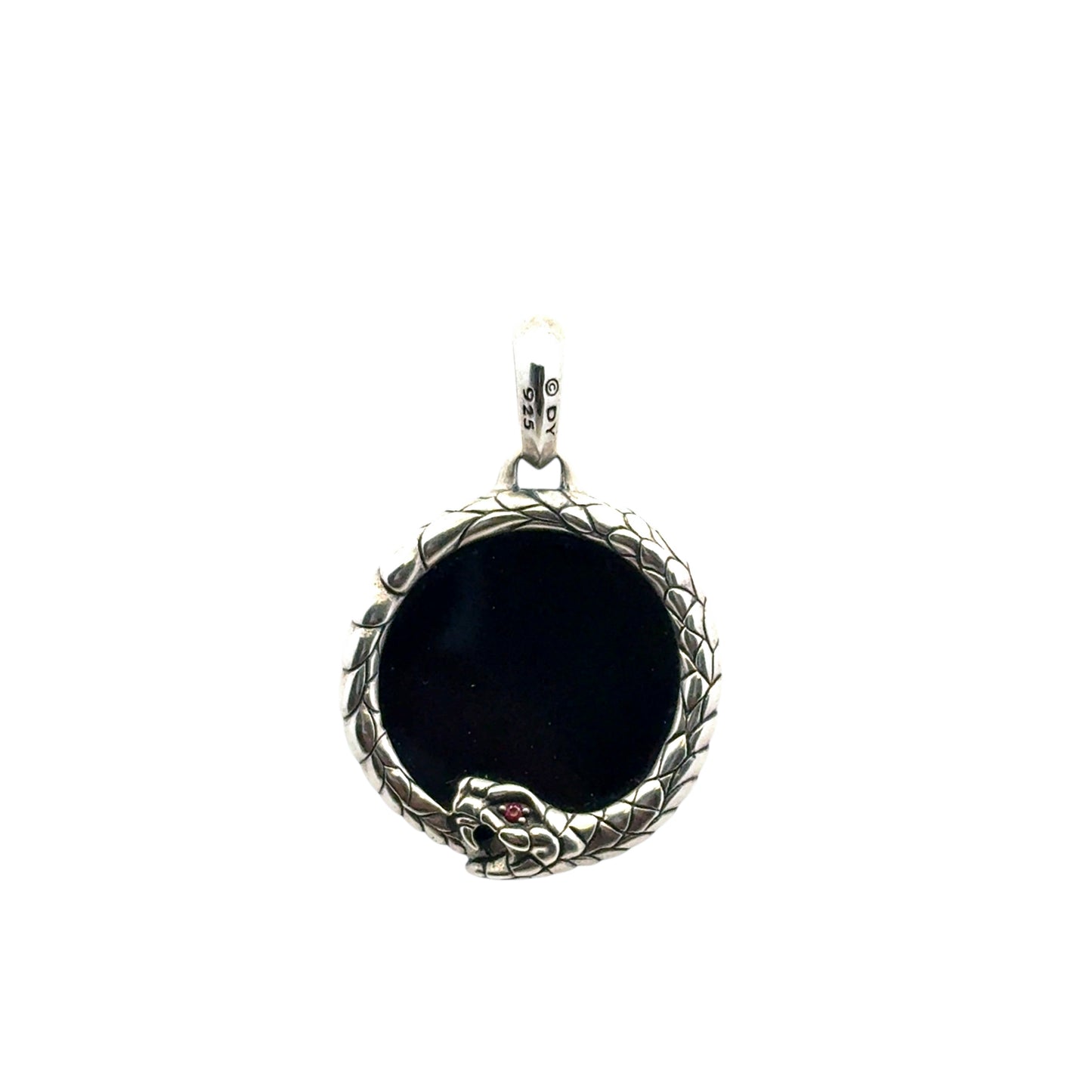 David Yurman Sterling Silver Black Onyx and Ruby Cairo Ouroboros Amulet