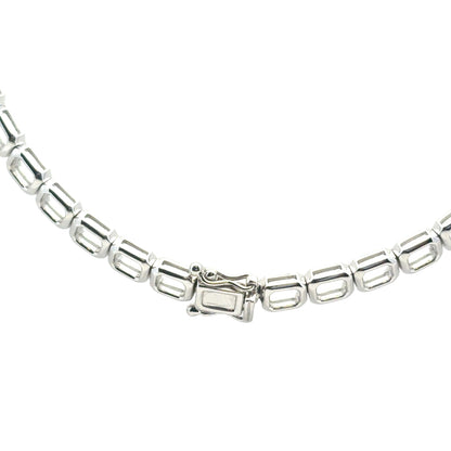 18k White Gold 9.09ctw Natural Baguette & Round Brilliant Diamond Necklace