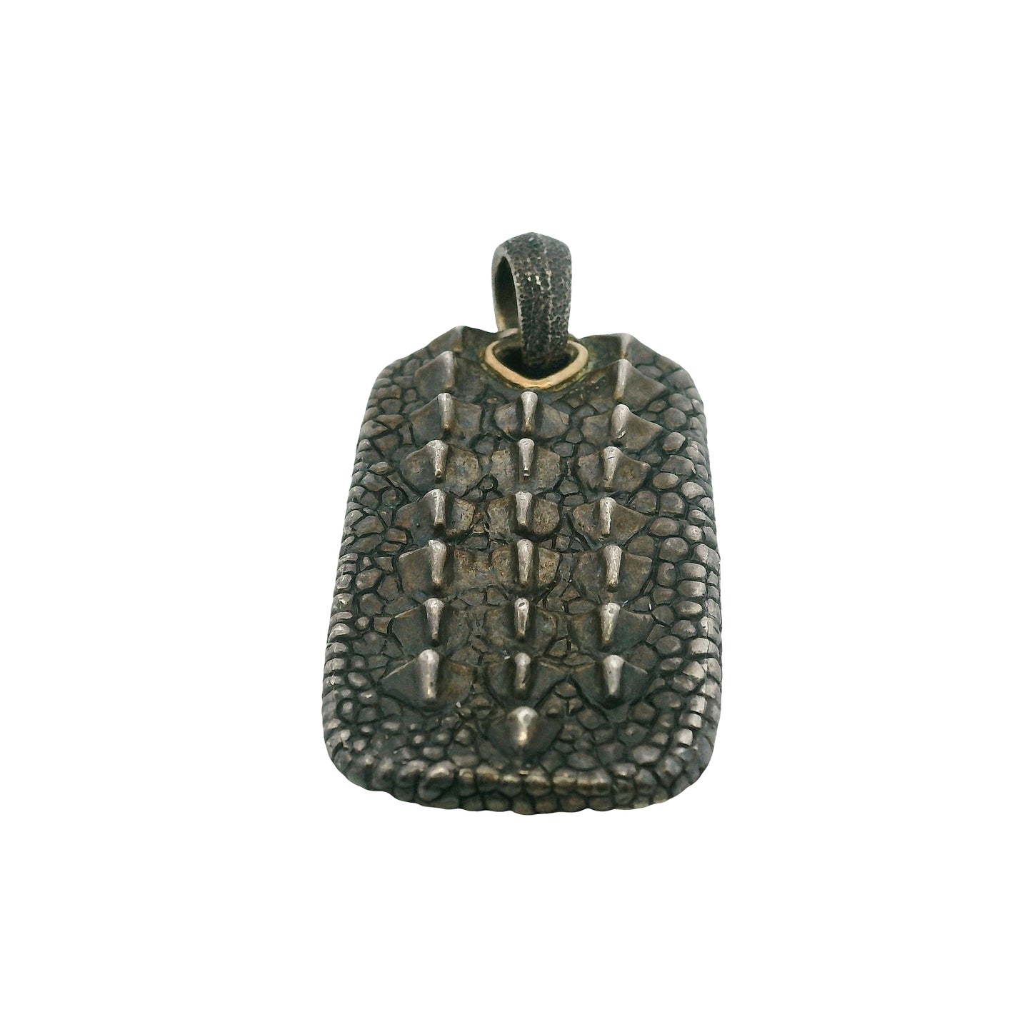 David Yurman 18k Gold and Sterling Silver Alligator Dog Tag Pendant