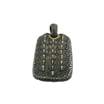 David Yurman 18k Gold and Sterling Silver Alligator Dog Tag Pendant