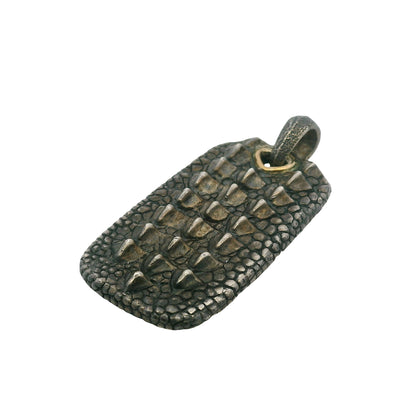 David Yurman 18k Gold and Sterling Silver Alligator Dog Tag Pendant