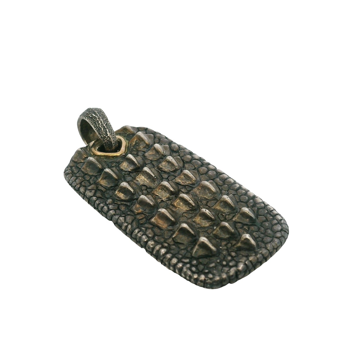 David Yurman 18k Gold and Sterling Silver Alligator Dog Tag Pendant