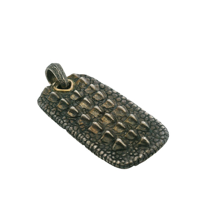 David Yurman 18k Gold and Sterling Silver Alligator Dog Tag Pendant