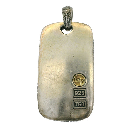 David Yurman 18k Gold and Sterling Silver Alligator Dog Tag Pendant