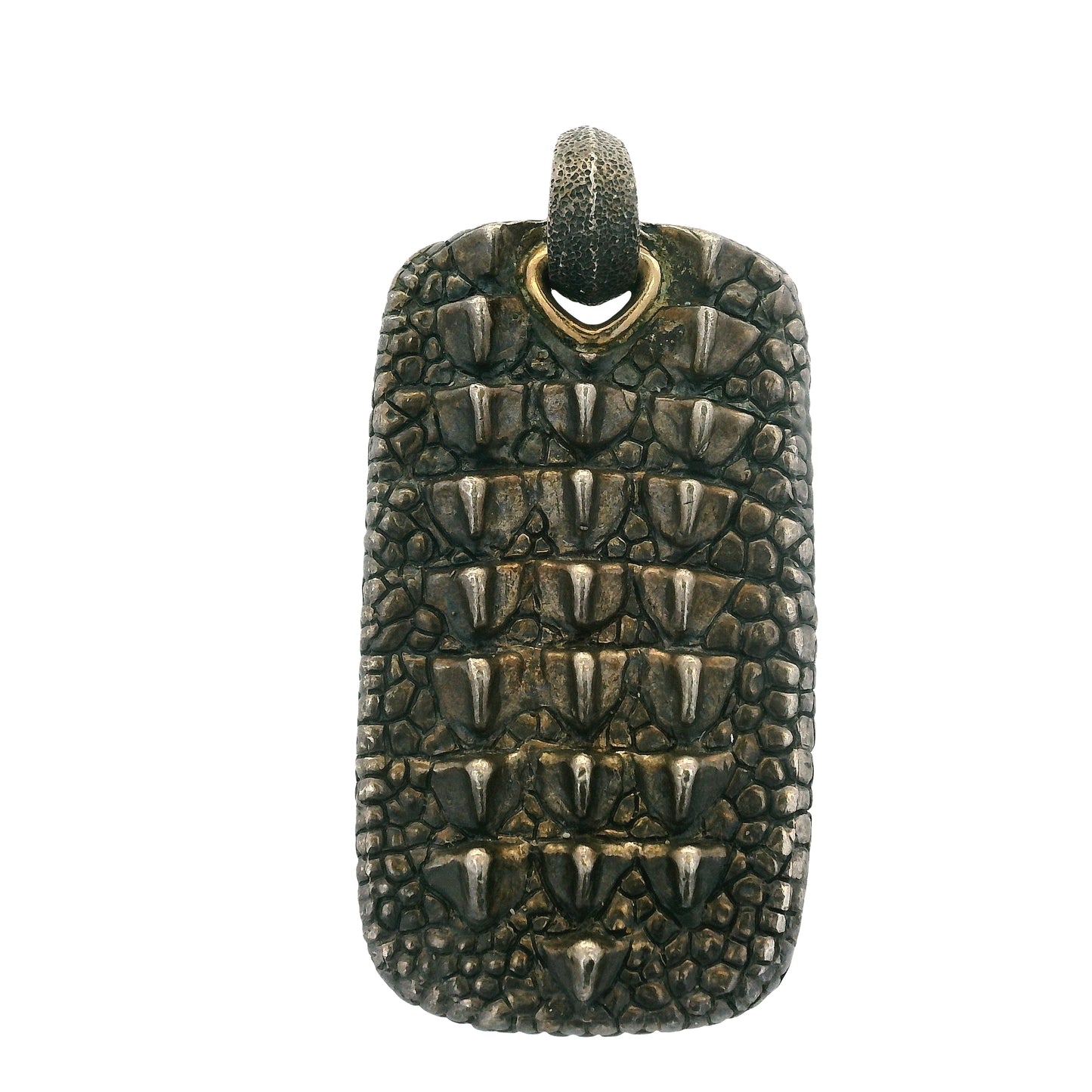 David Yurman 18k Gold and Sterling Silver Alligator Dog Tag Pendant