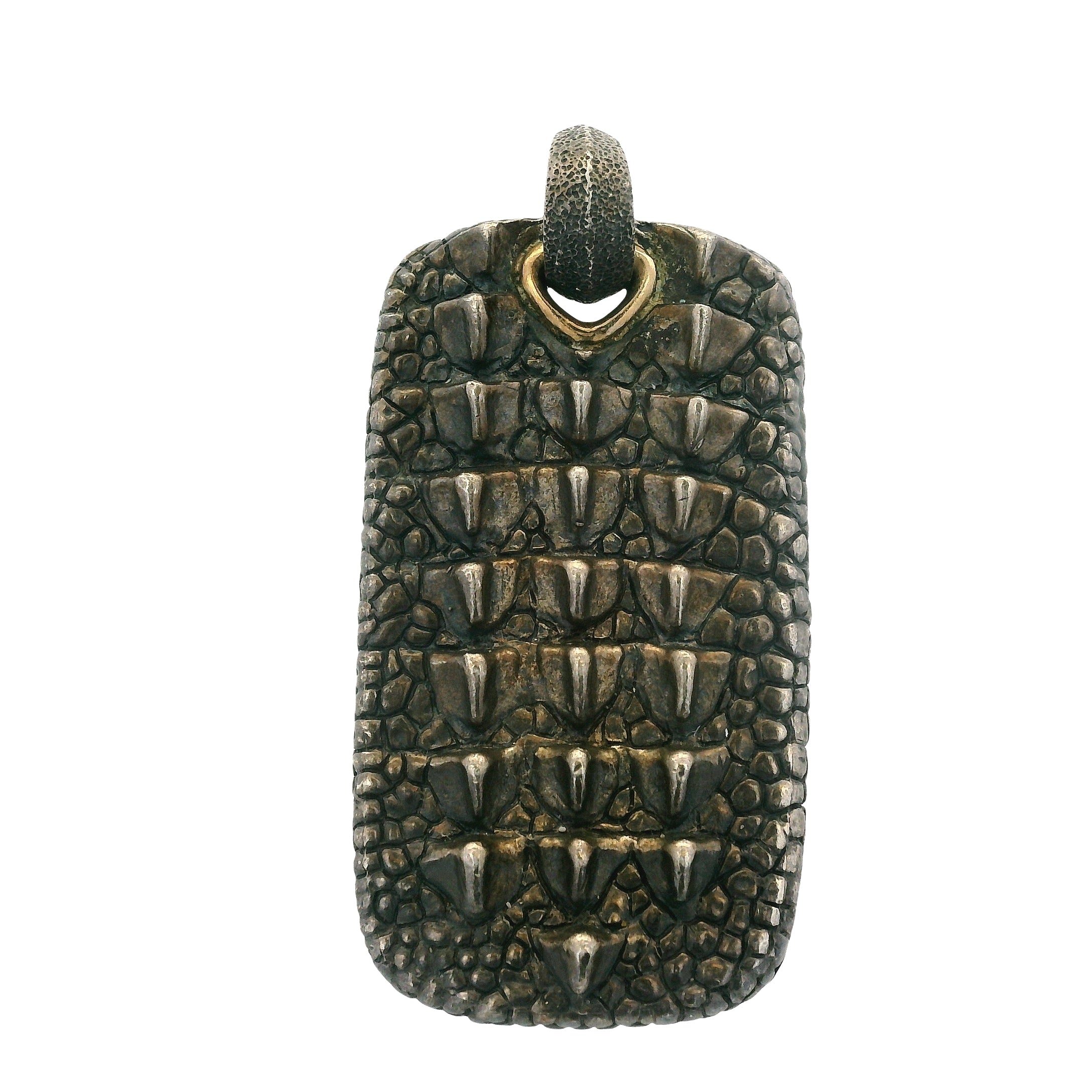 David Yurman 18k Gold and Sterling Silver Alligator Dog Tag Pendant
