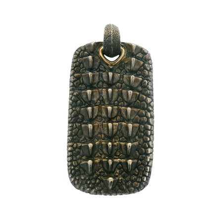 David Yurman 18k Gold and Sterling Silver Alligator Dog Tag Pendant