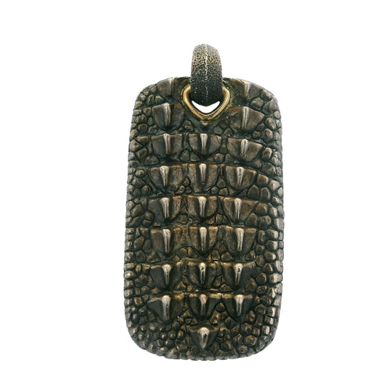 David Yurman 18k Gold and Sterling Silver Alligator Dog Tag Pendant