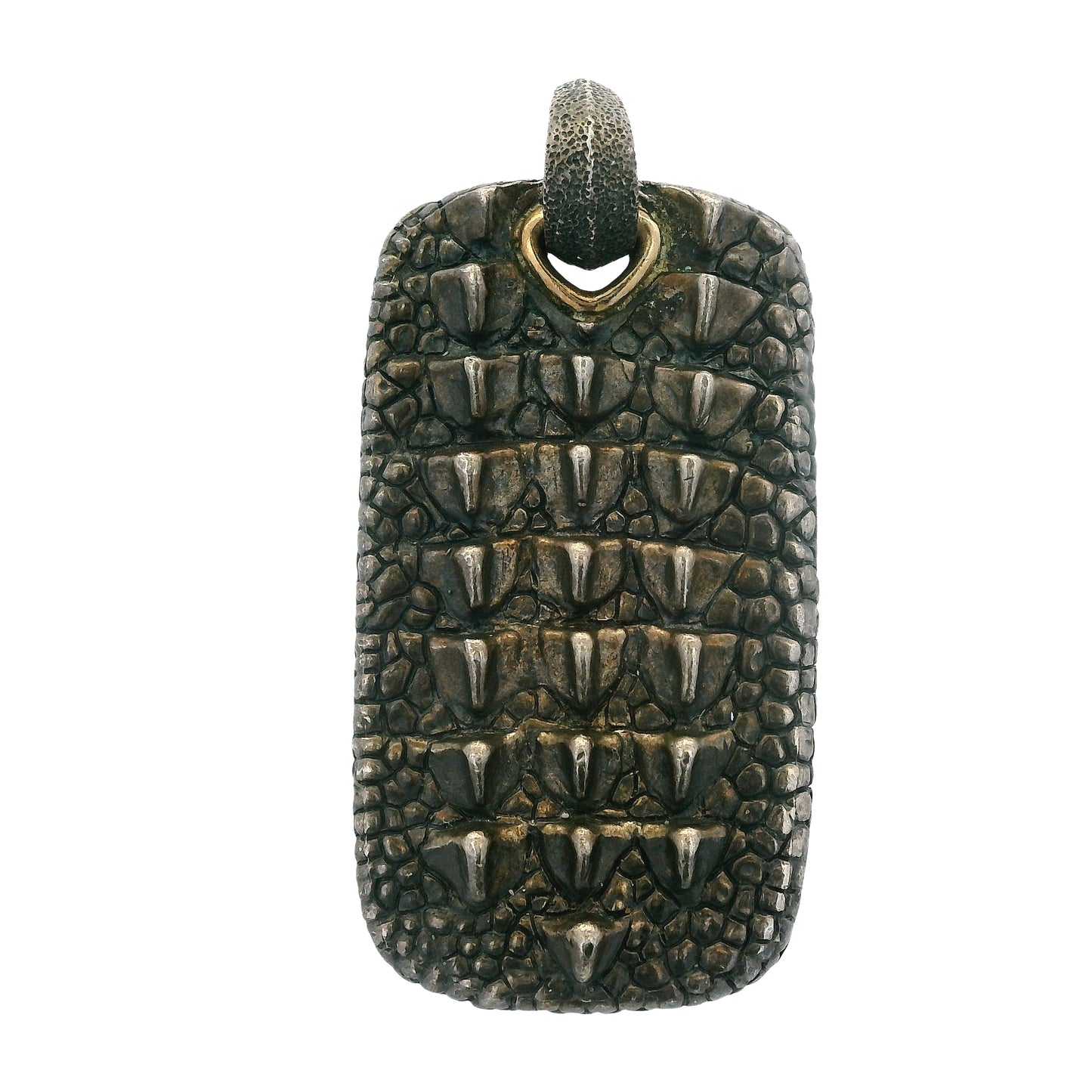 David Yurman 18k Gold and Sterling Silver Alligator Dog Tag Pendant