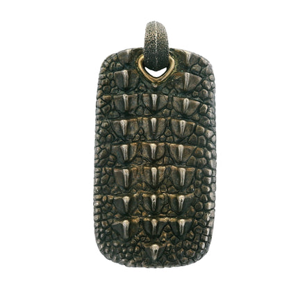 David Yurman 18k Gold and Sterling Silver Alligator Dog Tag Pendant