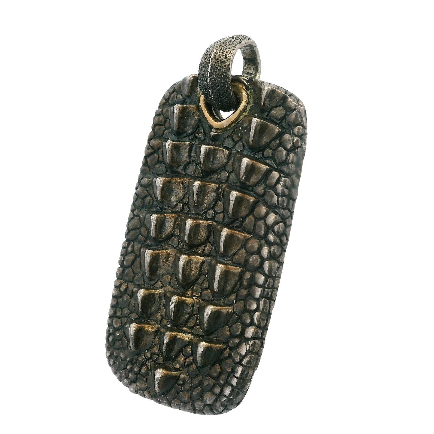 David Yurman 18k Gold and Sterling Silver Alligator Dog Tag Pendant